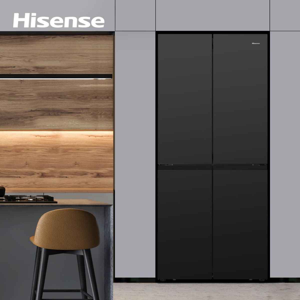 Hisense 561L Side-by-Side Cross Door Refrigerator, RQ561N4AB1 - Black - Dual-Tech Cooling, WIFI-Mode, Inverter Compressor, Multi Air Flow