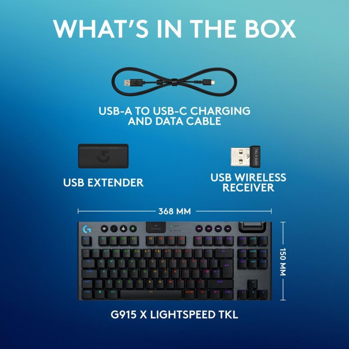 Logitech G915 TKL Tenkeyless LIGHTSPEED Wireless RGB Mechanical Gaming Keyboard – Clicky, No Numpad, Model 920-009537