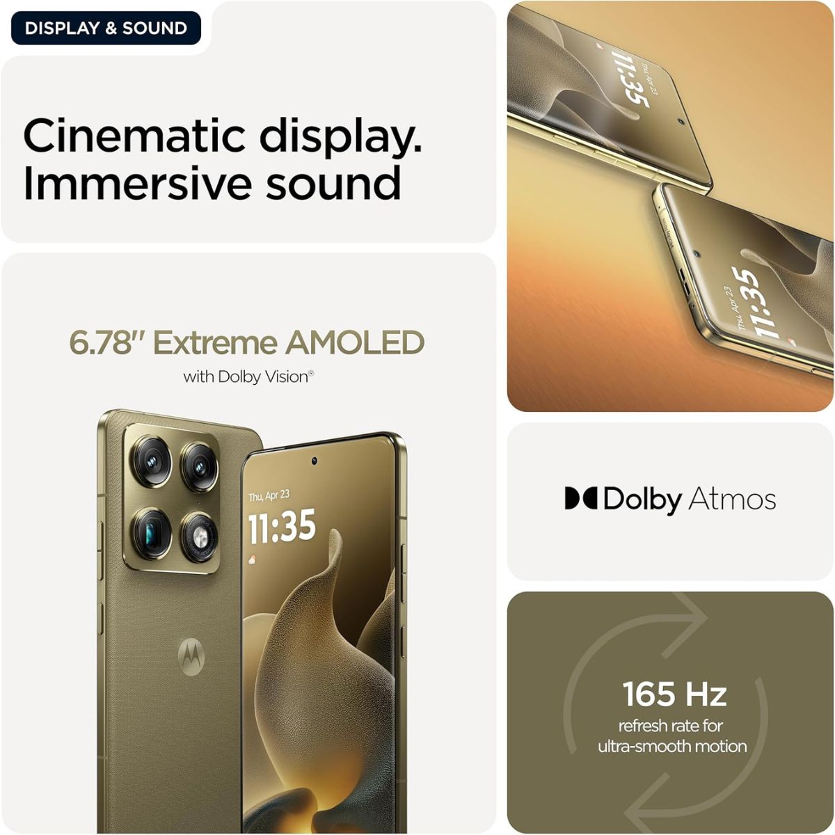 Motorola Signature 5G Smartphone, 16GB RAM + 16GB RAM Boost, 512GB Storage, OIS AI Camera, Extreme AMOLED 165Hz Display, Android 15, PANTONE Martini Olive, Complimentary Item Included