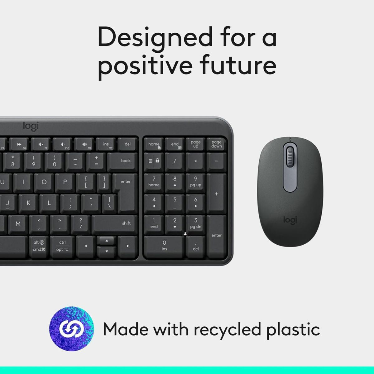 Logitech MK250 Bluetooth Wireless Keyboard & Mouse Combo | Compact Keyboard with Numpad | 1000 DPI Mouse | Arabic Layout | Graphite | 920-013531