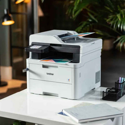 Brother MFC-L3760CDW Color Laser Printer, Print, Scan, Copy, Fax, Up to 26/27 ppm Print Speed, Up to 600 x 600 dpi Resolution, 3.5" Color Touch LCD Display, White