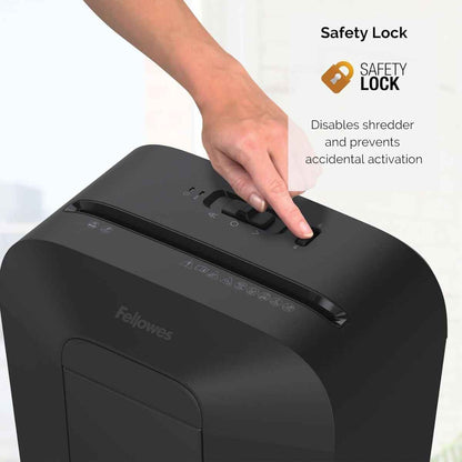 Fellowes Light Duty Cross Cut Shredder, Patented Safety Lock, Shreds 9 Sheets Per Pass, 4.4 Gallon Bin, Medium Use, Quiet Operation, Can Shred Staples / Credit Cards / Paper Clips, Black | LX50