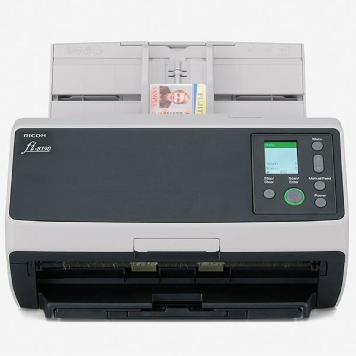 RICOH Fi-8190 Image Scanner with 100 Page ADF, 90 ppm Simplex & 180 ipm Duplex Scan Speed, Up to 600 dpi, Optimized HQ Images, 24-bit, Grayscale, USB, Ethernet, Black-Light Gray | PA03810-B001