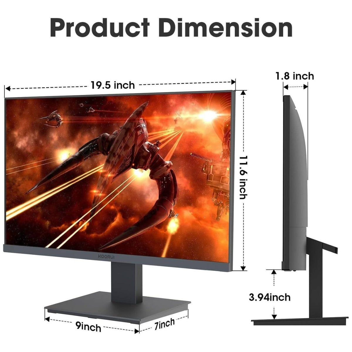 KOORUI S01 Gaming Monitor – 22" VA Display, FHD Resolution, 100Hz Refresh Rate, 4ms (OD) Response Time, FreeSync &amp; G-Sync Compatible