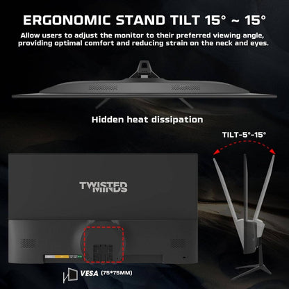 Twisted Minds Eco Series 24″ FHD Gaming Monitor – IPS, 100Hz, 1ms, Built-In Speakers | TM24FHD100IPS