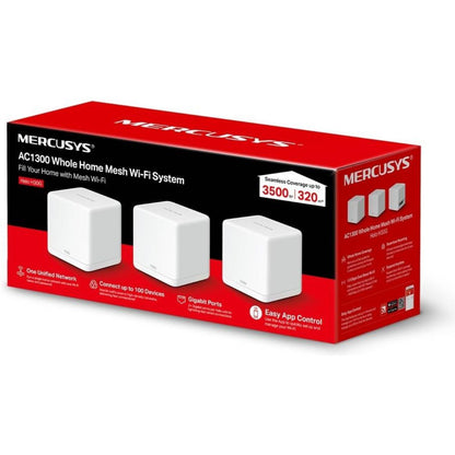 MERCUSYS Halo H30G AC1300 Whole Home Mesh Wi-Fi System | 3-Pack | Up to 1.3 Gbps | Dual Band | 3,500 sq. ft. Coverage | Gigabit Ports | White