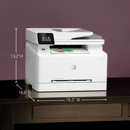 HP M283fdw Color LaserJet Pro Multi-Function Printer, Print, Copy, Scan, Fax, 22 ppm Print Speed, 600 x 600 dpi Resolution, 2.7" Color Touchscreen, 50-Page ADF for Scanning and Copying- 7KW75A