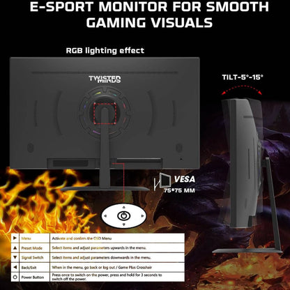 Twisted Minds TM32CFHD180VA Curved Gaming Monitor – 32″ FHD VA, 180Hz, 1ms, R1500 Curved Display