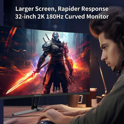 Sansui 32" Curved WQHD Gaming Monitor – 180Hz, 1ms (OD), 1500R, Fast VA, HDR, FreeSync (Black)