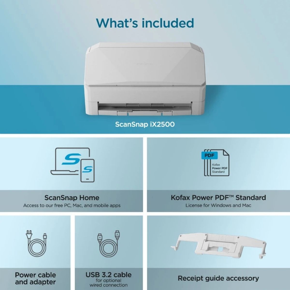 RICOH ScanSnap iX2500 Wi-Fi Document Scanner | 45ppm Duplex | 100-Sheet ADF | 5-Inch Touchscreen | PA03860-B105