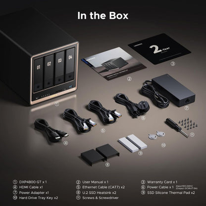UGREEN NASync DXP4800 GT 4-Bay Desktop NAS | AMD Ryzen Embedded R2514 | 8GB DDR4 RAM | Dual 10GbE | 2X M.2 NVMe Slots | 4K HDMI | Diskless