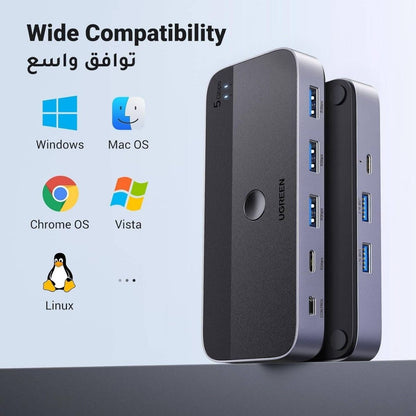 UGREEN 15705 USB 3.0 Sharing Switch | 2 In 4 Out | USB Peripheral Sharing Switch