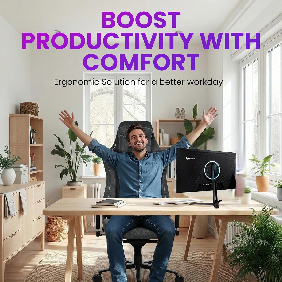 Arozzi Vernazza XL Soft PU Leather Ergonomic Office & Gaming Chair | High Backrest | Reclining | Adjustable Lumbar & Neck Support | Dark Grey | VERNAZZA-XL-SPSF-PBK