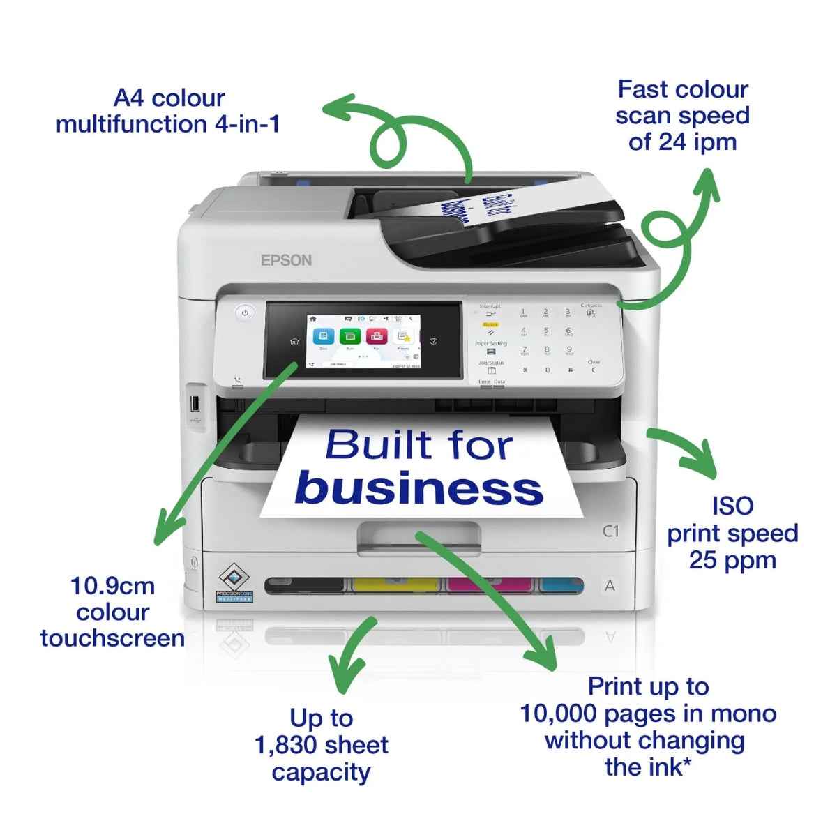 EPSON WorkForce Pro WF-C5890DWF All-in-One Inkjet Printer – Print, Scan, Copy, Fax, 34 ppm, 1200 × 2400 dpi, WiFi, Ethernet, Duplex Printing | C11CK23402BY