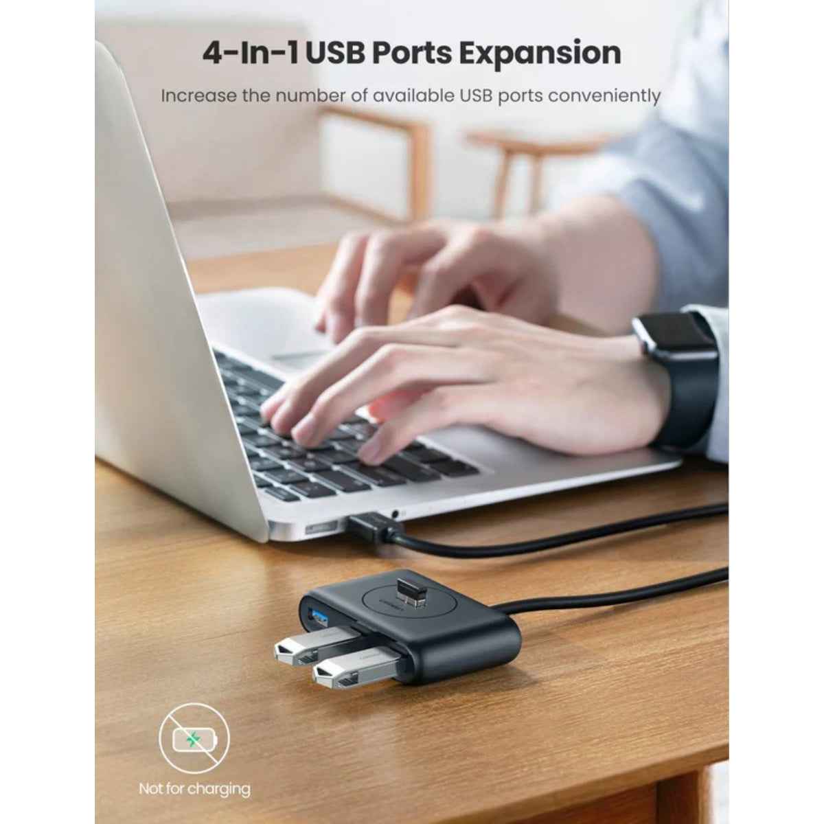 UGREEN USB 3.0 4-Port Hub (1m Cable) – Ultra-Slim Multiport Adapter for Laptop, Desktop, PS5, Xbox & Peripherals