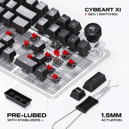 Cybeart Akula 99 Lite Mechanical Gaming Keyboard | 99% Compact Full-Size Layout | Hot-Swappable Linear Switches | RGB Backlit | USB-C Wired | Media Knob | Black | KB-AKULA99LITE-CYB01
