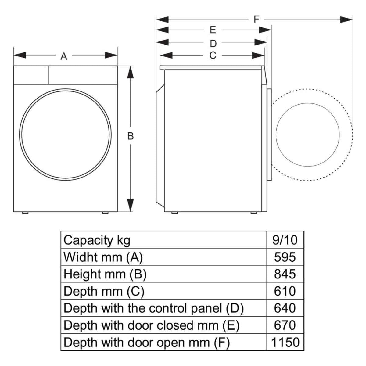 Hisense 5S Series DH5S102BB – 10kg Heat-Pump Tumble Dryer (Black)