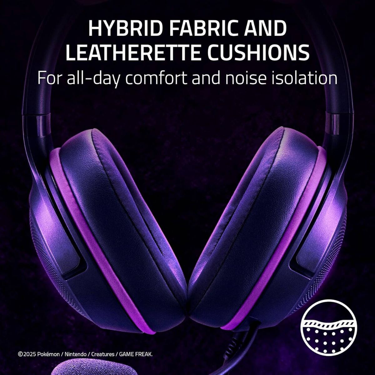 Razer Kraken Kitty V2 Gaming Headset | 40mm TriForce Drivers | HyperClear Cardioid Mic | Chroma RGB | USB Type-A | Gengar Pokémon Edition | RZ04-04730300-R3M1