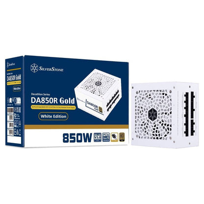 SilverStone DA850R Fully Modular Power Supply, 80 PLUS Gold, 850W ATX 3.0 & PCIe 5.0, Active PFC, Silent 120mm Fan, Advanced Protections, 12V-2x6 PCIe Connector, White