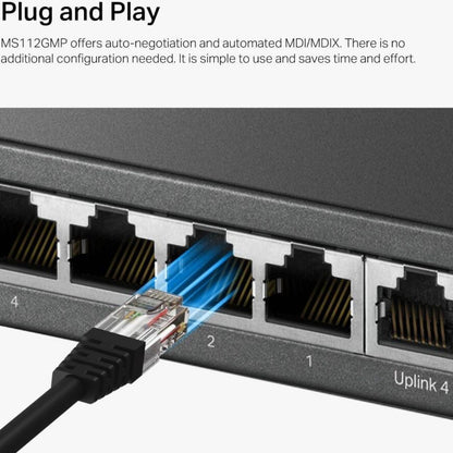 MERCUSYS MS112GMP 12-Port Gigabit PoE+ Desktop Switch | 8 PoE+ Ports | 110W Power Budget | 2 Gigabit RJ45 Ports | 2 SFP Slots | 802.3af/at