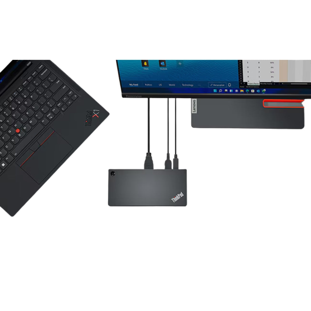 Lenovo ThinkPad Universal USB-C Docking Station, 65W Output Power, 2x 3840x2160 @60 Hz Refresh Rate, Gigabit Ethernet, 2xDisplay Ports, 1xHDMI, 4xUSB Ports, Black