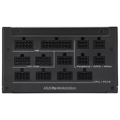 Asus Pro WS Power Supply, 1600W Power, 80 PLUS Platinum Efficiency, ATX 3.1 Compatible, Dual-Ball Fan Bearings, Gold-Plated High-Performance Copper Pins, Black | 90YE00Z2-B0NA00