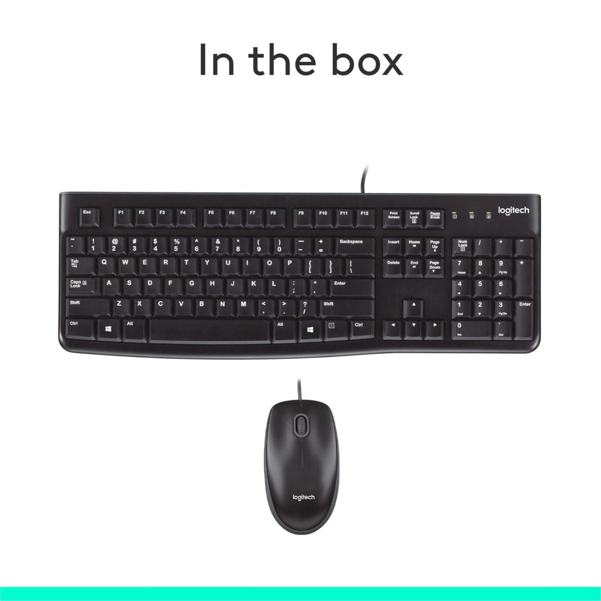 Logitech MK120 Wired Keyboard and Mouse Combo | Full-Size Keyboard | Optical USB Mouse | English/Arabic Layout | Black | 920-002546