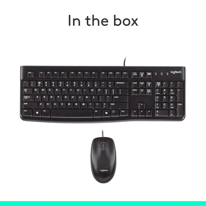 Logitech MK120 Wired Keyboard and Mouse Combo | Full-Size Keyboard | Optical USB Mouse | English/Arabic Layout | Black | 920-002546