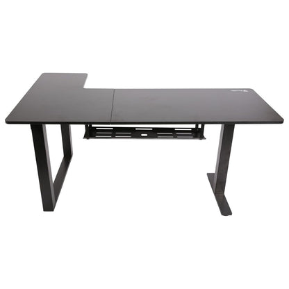 GamerTek Gaming Desk Alpha Pro RGB Flexi Corner Gaming Desk – 160x100cm, Carbon Fiber Texture, L-Shape Design, Black