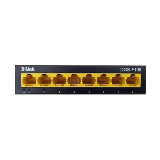 D-Link DGS-F108 8 Port Gigabit Desktop Unmanaged Switch | 10/100/1000Mbps RJ45 Ports | Up To 2Gbps Full Duplex Mode | Plug &amp; Play Installation | Energy Saving Design | 4K MAC Address Capacity