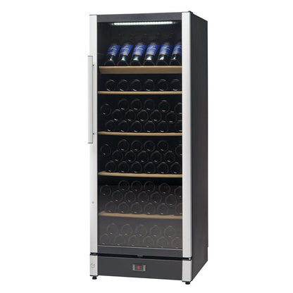 Vestfrost W 155, 147 Bottle Beverage/Wine Cooler, Upright Wine Cabinet, Black Glass Door, W155BLACK