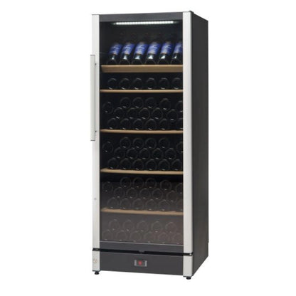 Vestfrost W 155, 147 Bottle Beverage/Wine Cooler, Upright Wine Cabinet, Black Glass Door, W155BLACK