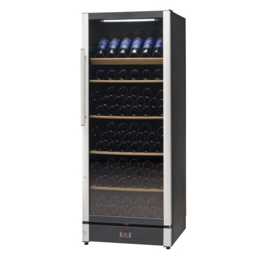 Vestfrost W 155, 147 Bottle Beverage/Wine Cooler, Upright Wine Cabinet, Black Glass Door, W155BLACK