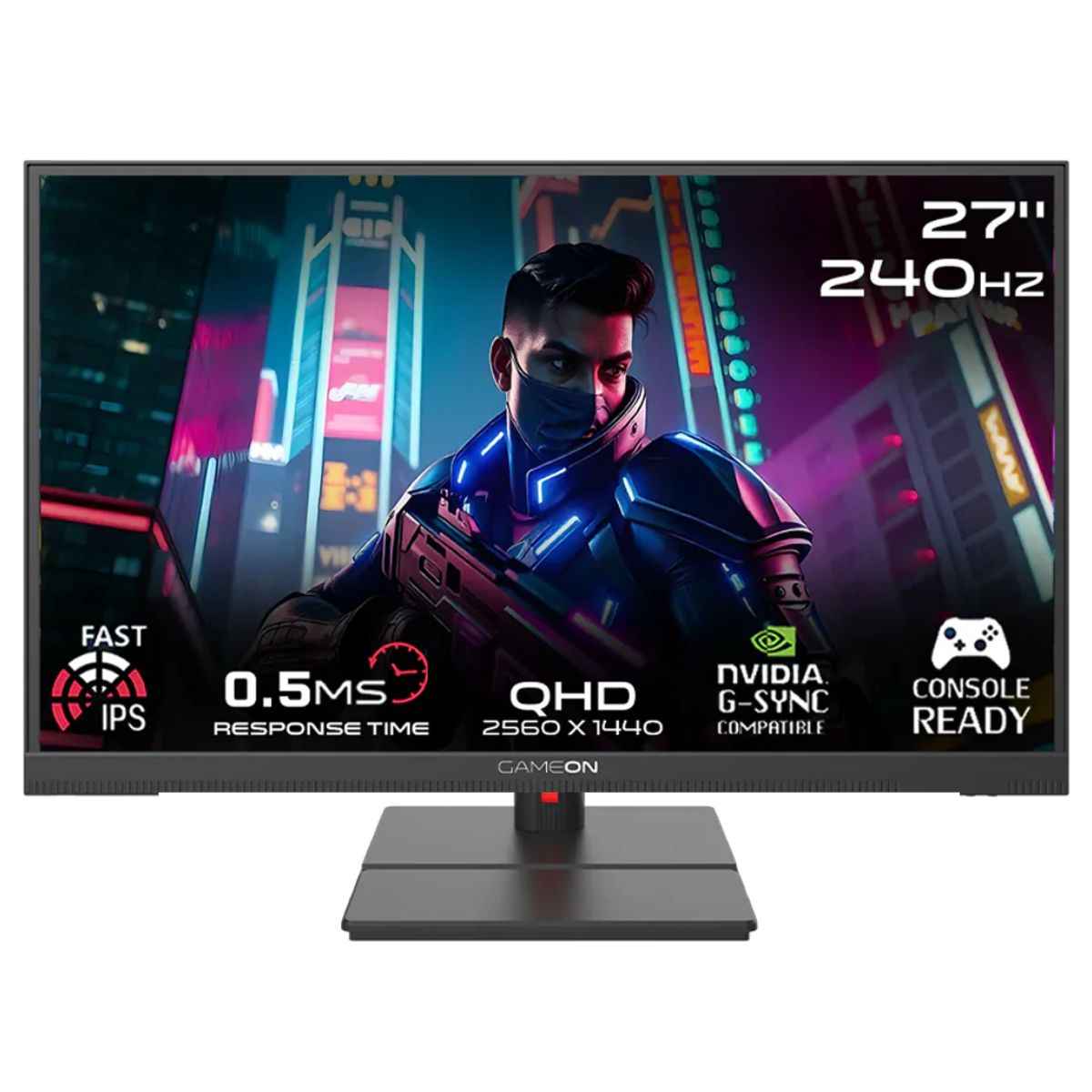 GAMEON GOML27QHD240IPS Midnight Signature Series 27" QHD, 240Hz, MPRT 0.5ms, HDMI 2.1, Fast IPS Mini LED Gaming Monitor (Supports PS5) - Black