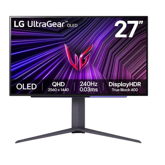 LG 27GS95QE 27" Flat Monitor QHD (2560 x 1440) OLED 240Hz 0.03ms AMD FreeSync Premium Pro NVIDIA G-Sync HDR400 HDMI DisplayPort Tilt, Height, Swivel Stand, Black