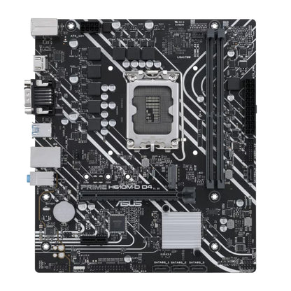 Asus Prime H610M-D DDR4 mic-ATX LGA 1700 Socket Motherboard, PCIe 4.0, M.2 slot, Realtek 1 Gb Ethernet, HDMI, D-Sub, USB 3.2 Gen 1 ports, SATA 6 Gbps, COM port, LPT header, RGB header