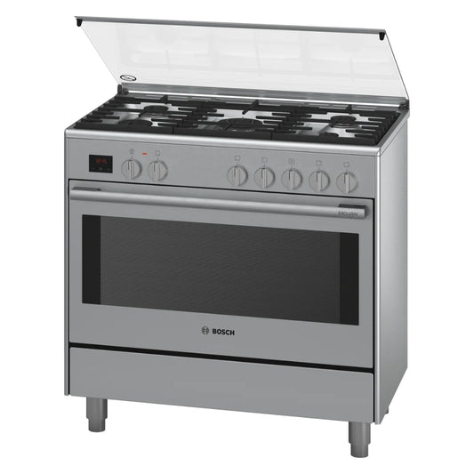 Bosch Series 8 Dual Fuel Range 5 Burners Cooker 90x60cm - with Gas and Electric Flexibility Stainless Steel