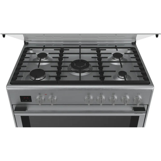 Bosch Series 8 Dual Fuel Range 5 Burners Cooker 90x60cm - with Gas and Electric Flexibility Stainless Steel