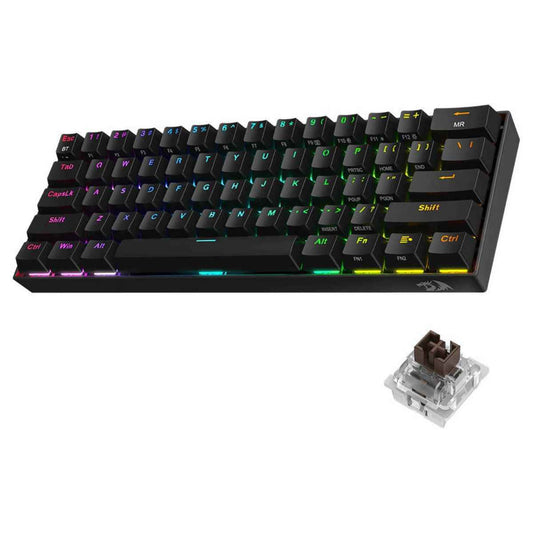 Redragon K530 Pro Draconic 60% Wireless RGB Mechanical Keyboard | Bluetooth 5.0 | Hot-Swappable Switches | Detachable USB Type-C | Red or Brown Switch Options | Black | K530RGB-PRO-RED / K530RGB-PRO-BROWN