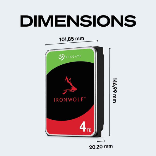 Seagate IronWolf 4TB NAS Internal HDD – 3.5" SATA 6Gb/s, 5900RPM, CMR, 64MB Cache | ST4000VN006