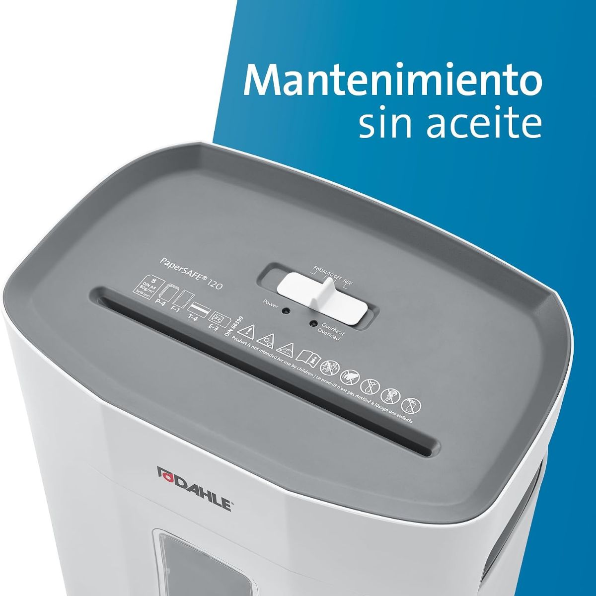Dahle PaperSAFE PS120 Cross Cut Paper Shredder, 5 x 18mm Particle Cut, P-4 Security Level, 8 Sheets Capacity, 12L Bin | DHL 23120-16616